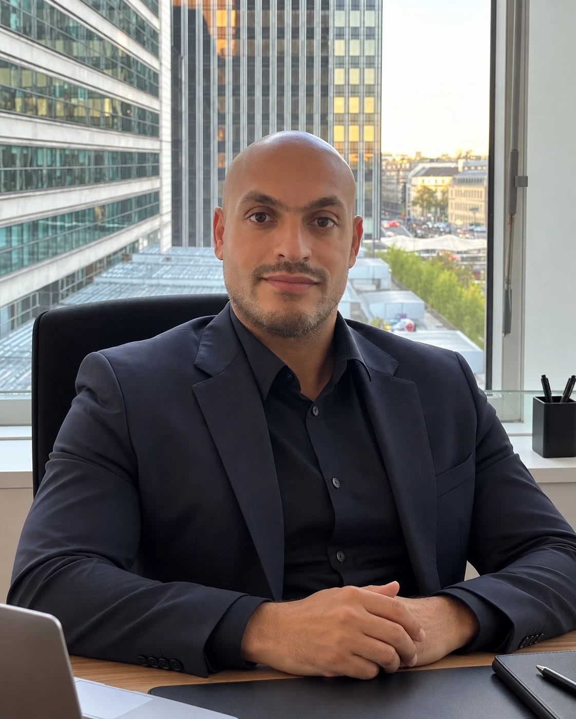 Karim Felfouli, fondateur de K2F, dans un bureau d'affaires.